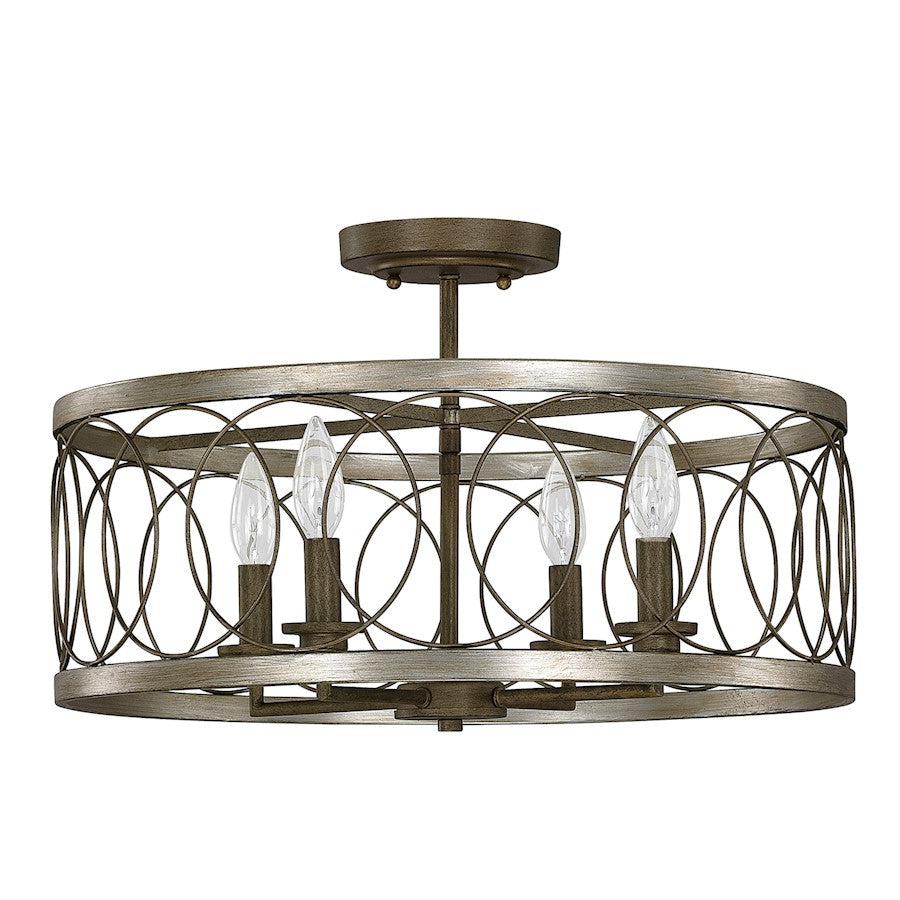 Austin Allen & Co. Madeline 4-Light Semi-Flush, Brushed Silver/Bronze