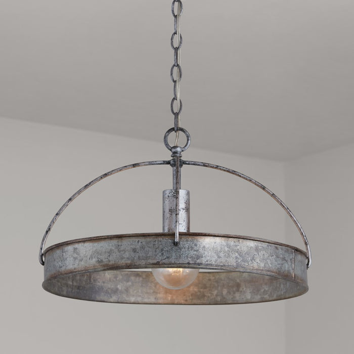 Austin Allen & Co. Alvin 1-Light 17" Pendant, Antique Galvanized
