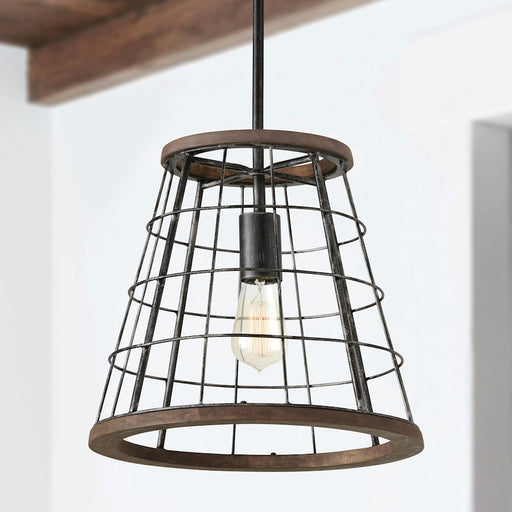 Austin Allen & Co. 1-Light Pendant, Zinc/Wood