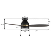 Carro Greenwood 48in 3-Blade Flush Ceiling Fan | Black Gold Barnwood Plywood Blades with Integrated LED | Indoor Living Room | Model CFP483Q5-L11-BG-1-FMA