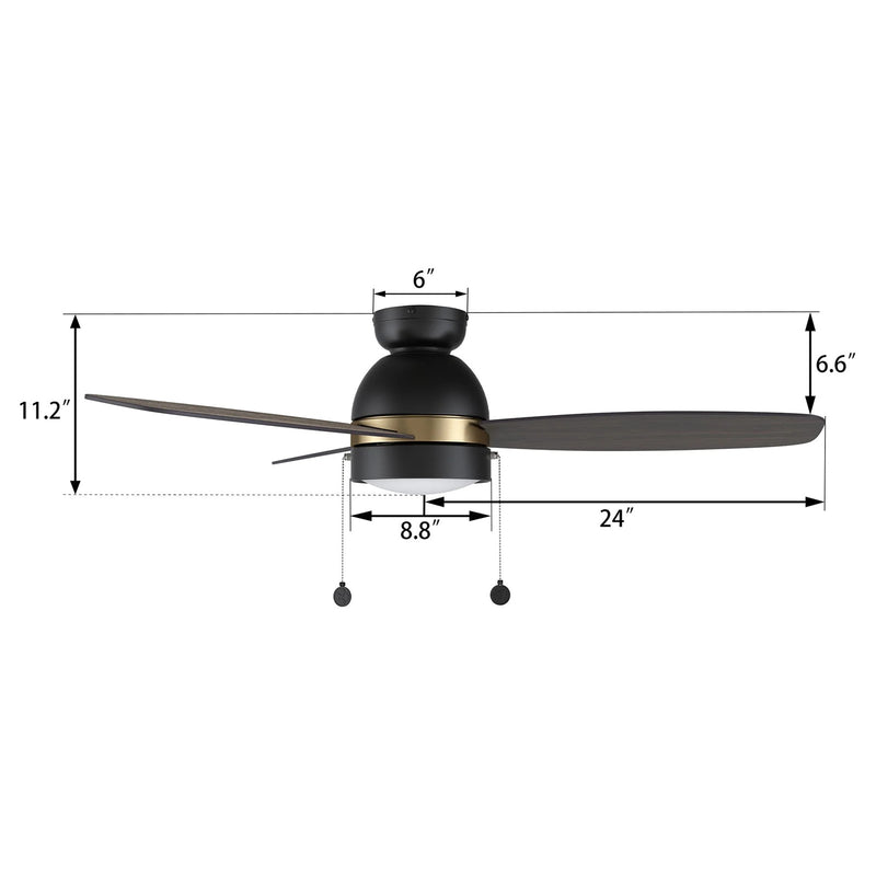 Carro Greenwood 48in 3-Blade Flush Ceiling Fan | Black Gold Barnwood Plywood Blades with Integrated LED | Indoor Living Room | Model CFP483Q5-L11-BG-1-FMA