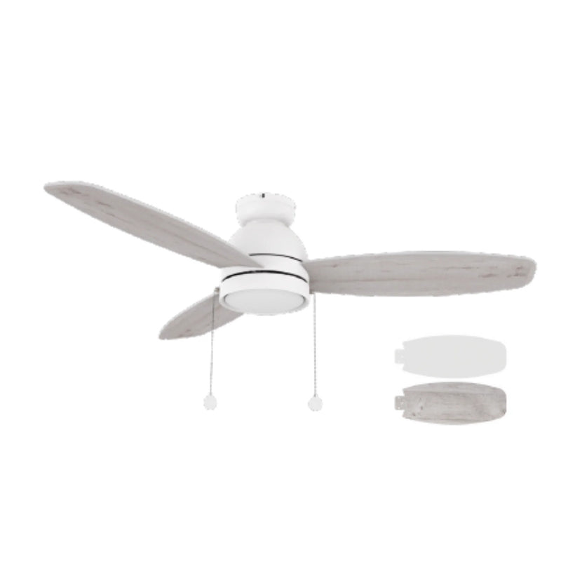 Carro Greenwood 48in 3-Blade Flush Mount Ceiling Fan | White Plywood | Living Room & Large Bedroom | 48 x 48 x 11.2 in, 3500K | Model CFP483Q5-L11-WP-1-FM