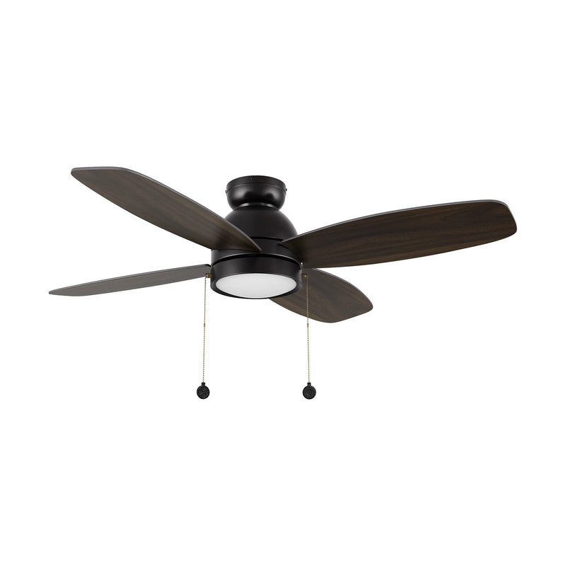 Carro Greenwood 48in 4-Blade Flush Mount Ceiling Fan | Modern Black Finish and Plywood Blades | Living Room & Bedroom | 48 x | Model CFP484Q5-L11-BG-1-FM