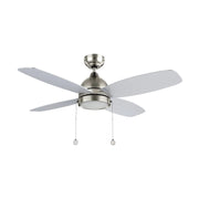 Carro Greenwood 48in 4-Blade Ceiling Fan | Modern Brushed Nickel Finish and Plywood Blades | Living Room & Great Room | 48 x 48 | Model CFP484Q5-L11-SJ-1