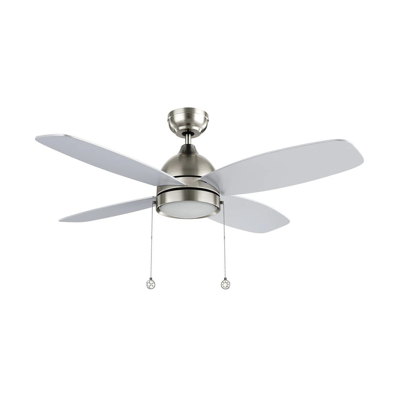 Carro Greenwood 48in 4-Blade Ceiling Fan | Modern Brushed Nickel Finish and Plywood Blades | Living Room & Great Room | 48 x 48 | Model CFP484Q5-L11-SJ-1