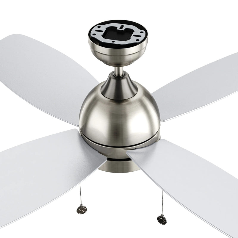 Carro Greenwood 48in 4-Blade Ceiling Fan | Modern Brushed Nickel Finish and Plywood Blades | Living Room & Great Room | 48 x 48 | Model CFP484Q5-L11-SJ-1