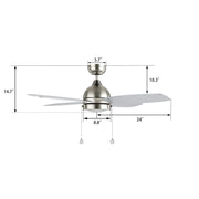 Carro Greenwood 48in 4-Blade Ceiling Fan | Modern Brushed Nickel Finish and Plywood Blades | Living Room & Great Room | 48 x 48 | Model CFP484Q5-L11-SJ-1