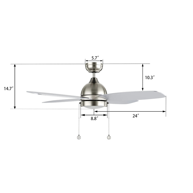 Carro Greenwood 48in 4-Blade Ceiling Fan | Modern Brushed Nickel Finish and Plywood Blades | Living Room & Great Room | 48 x 48 | Model CFP484Q5-L11-SJ-1