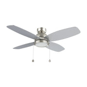 Carro Greenwood 48in 4-Blade Flush Mount Ceiling Fan | Modern Brushed Nickel Finish and Plywood Blades | Living Room & | Model CFP484Q5-L11-SJ-1-FM