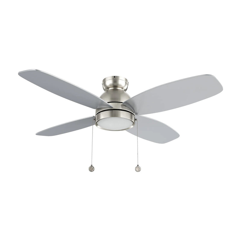 Carro Greenwood 48in 4-Blade Flush Mount Ceiling Fan | Modern Brushed Nickel Finish and Plywood Blades | Living Room & | Model CFP484Q5-L11-SJ-1-FM