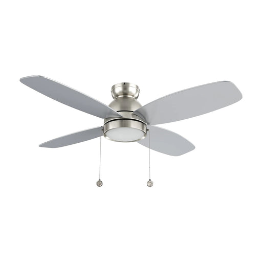 Carro Greenwood 48in 4-Blade Flush Mount Ceiling Fan | Modern Brushed Nickel Finish and Plywood Blades | Living Room & | Model CFP484Q5-L11-SJ-1-FM