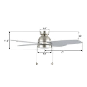 Carro Greenwood 48in 4-Blade Flush Mount Ceiling Fan | Modern Brushed Nickel Finish and Plywood Blades | Living Room & | Model CFP484Q5-L11-SJ-1-FM