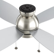 Carro Greenwood 48in 4-Blade Flush Mount Ceiling Fan | Modern Brushed Nickel Finish and Plywood Blades | Living Room & | Model CFP484Q5-L11-SJ-1-FM