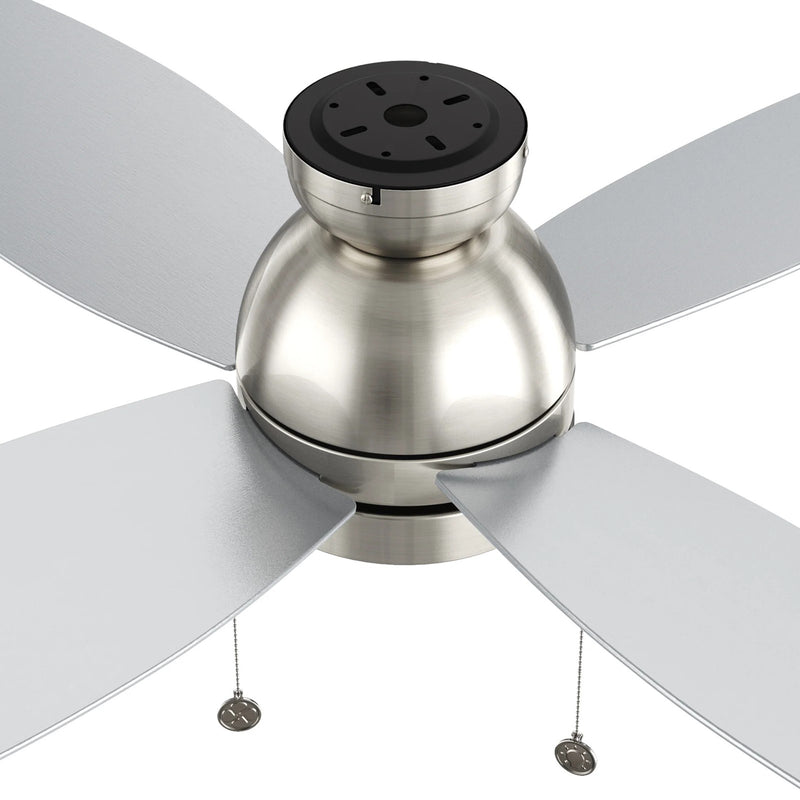 Carro Greenwood 48in 4-Blade Flush Mount Ceiling Fan | Modern Brushed Nickel Finish and Plywood Blades | Living Room & | Model CFP484Q5-L11-SJ-1-FM