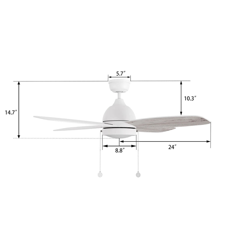 Carro Greenwood 48in 4-Blade Ceiling Fan | White Whitewashed Plywood Blades | Living Room & Bedroom | 48 x 48 x 15.6 in, 3500K | Model CFP484Q5-L11-WP-1