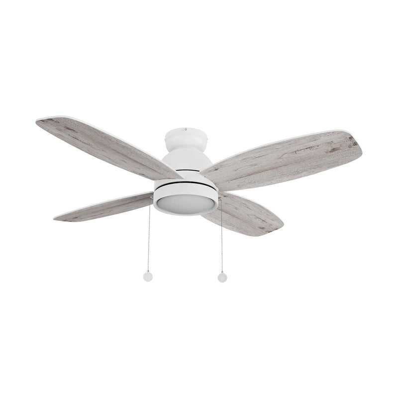 Carro Greenwood 48in 4-Blade Flush Mount Ceiling Fan | White Plywood Blades | Living Room & Bedroom | 48 x 48 x 11.2 in | Model CFP484Q5-L11-WP-1-FM