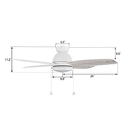 Carro Greenwood 48in 4-Blade Flush Mount Ceiling Fan | White Plywood Blades | Living Room & Bedroom | 48 x 48 x 11.2 in | Model CFP484Q5-L11-WP-1-FM