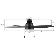 Carro Greenwood 48in 5-Blade Flush Mount Ceiling Fan | Black Barnwood Plywood Blades | Living Room & Bedroom | 48 x 48 x 11.2 | Model CFP485Q5-L11-BG-1-FM