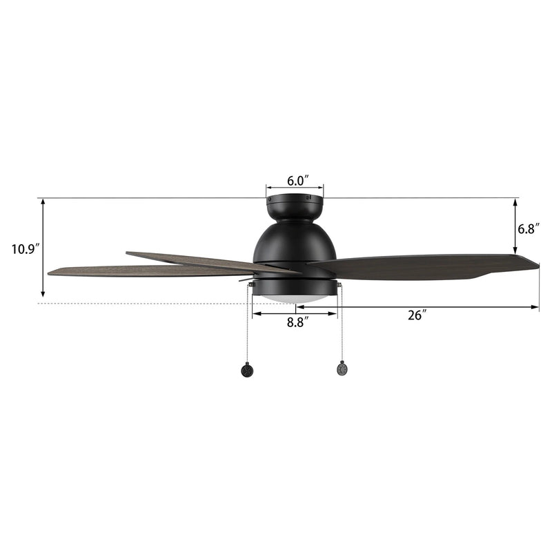 Carro Greenwood 48in 5-Blade Flush Mount Ceiling Fan | Black Barnwood Plywood Blades | Living Room & Bedroom | 48 x 48 x 11.2 | Model CFP485Q5-L11-BG-1-FM