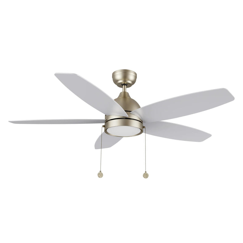 Carro Greenwood 48in 5-Blade Ceiling Fan | Brushed Nickel Plywood Blades and Integrated 3500K LED | Indoor Living Room & Bedroom | Model CFP485Q5-L11-SJ-1