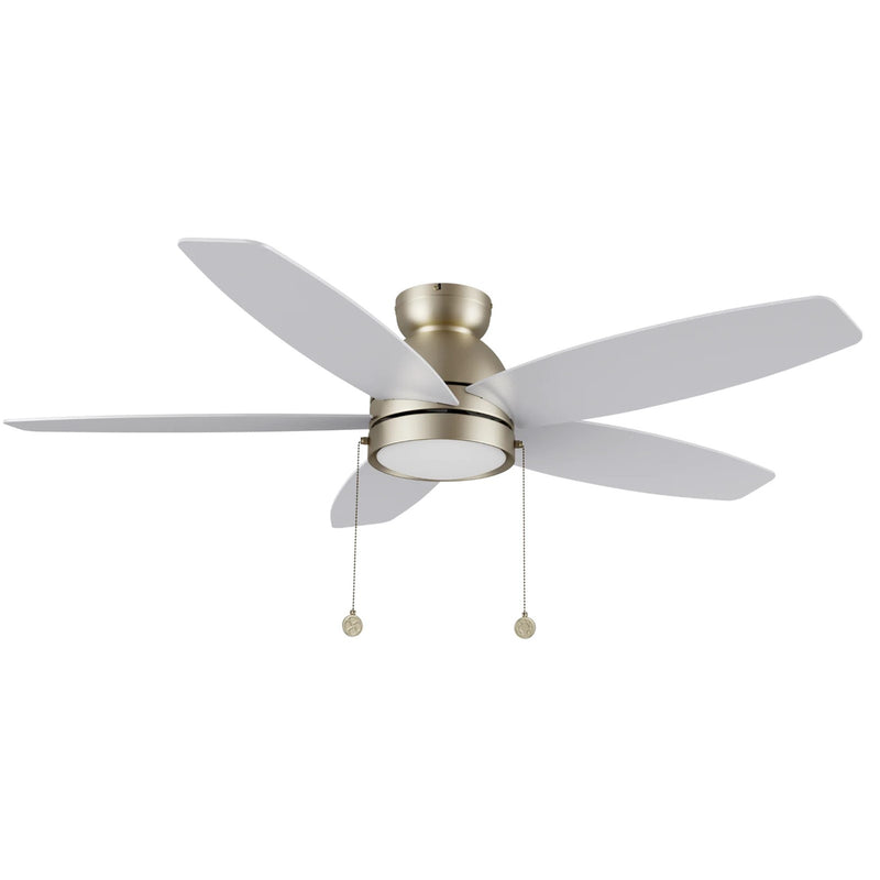 Carro Greenwood 48in 5-Blade Flush Mount Ceiling Fan | Brushed Nickel Plywood Blades and Integrated 3500K LED | Indoor Living | Model CFP485Q5-L11-SJ-1-FM