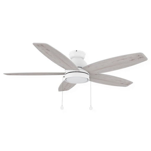 Carro Greenwood 48in 5-Blade Flush Mount Ceiling Fan | White Plywood Blades and Integrated 3500K LED | Indoor Living Room & | Model CFP485Q5-L11-WP-1-FM