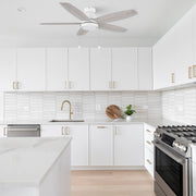 Carro Greenwood 48in 5-Blade Flush Mount Ceiling Fan | White Plywood Blades and Integrated 3500K LED | Indoor Living Room & | Model CFP485Q5-L11-WP-1-FM