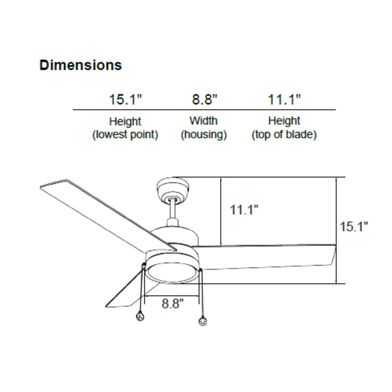 Carro Ascott 52in 3-Blade Ceiling Fan | Black Plywood Blades and Integrated LED | Living Room & Bedroom | 52 x 52 x 15.1 in | Model CFP523E5-L12-B2-1