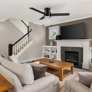 Carro Ascott 52in 3-Blade Flush Mount Ceiling Fan | Black Plywood Blades and Integrated LED | Low Ceiling Rooms | 52 x 52 x | Model CFP523E5-L12-B2-1-FM