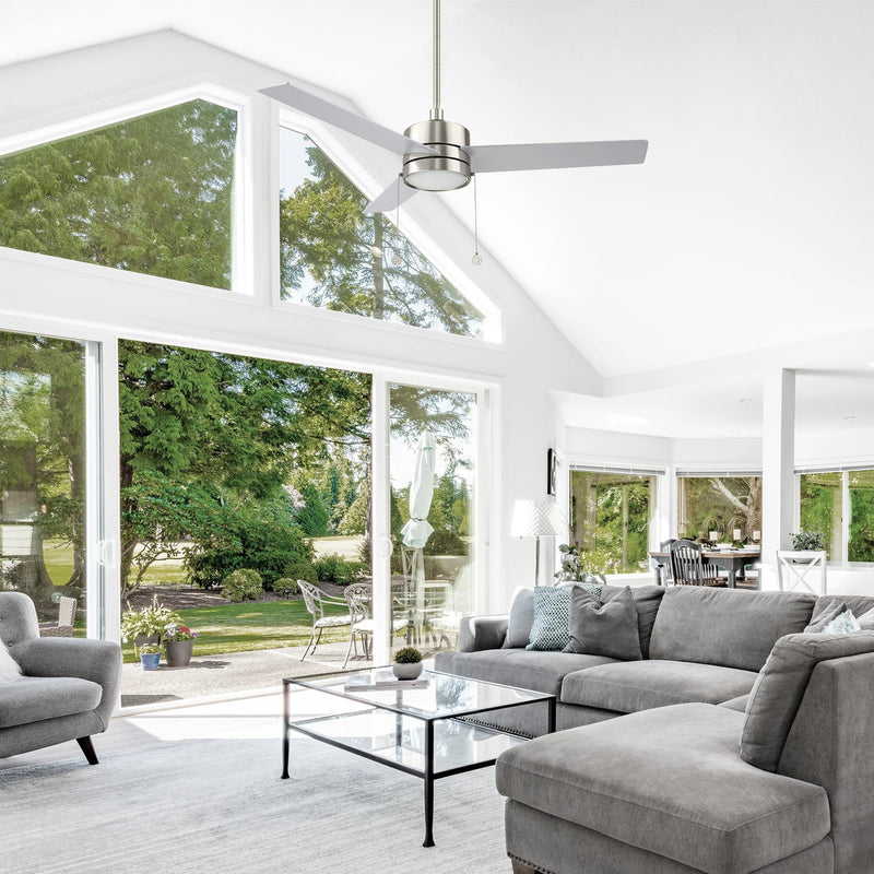 Carro Ascott 52in 3-Blade Ceiling Fan | Brushed Nickel Plywood Blades and Integrated LED | Living Room & Bedroom | 52 x 52 x | Model CFP523E5-L12-SJ-1