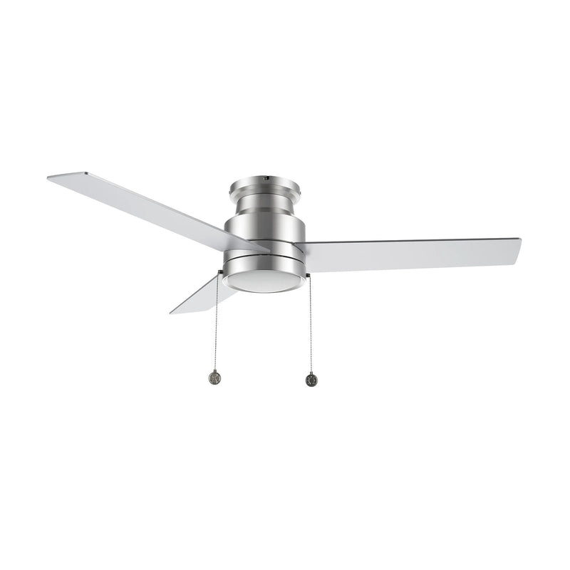 Carro Ascott 52in 3-Blade Flush Mount Ceiling Fan | Brushed Nickel Plywood Blades and Integrated LED | Low Ceiling Rooms | 52 | Model CFP523E5-L12-SJ-1-FM