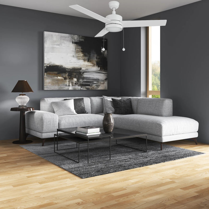Carro Ascott 52in 3-Blade Ceiling Fan | White Plywood Blades and Integrated LED | Living Room & Bedroom | 52 x 52 x 15 in | Model CFP523E5-L12-W1-1