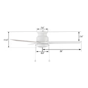 Carro Ascott 52in 3-Blade Flush Mount Ceiling Fan | White Plywood Blades and Integrated LED | Living Room & Bedroom | 52 x 52 | Model CFP523E5-L12-W1-1-FM