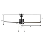 Carro Apex 52in 3-Blade Ceiling Fan | Black Walnut Plywood Blades and Integrated LED | Living Room & Bedroom | 52 x 52 x 14 in | Model CFP523E5-L21-B5-1