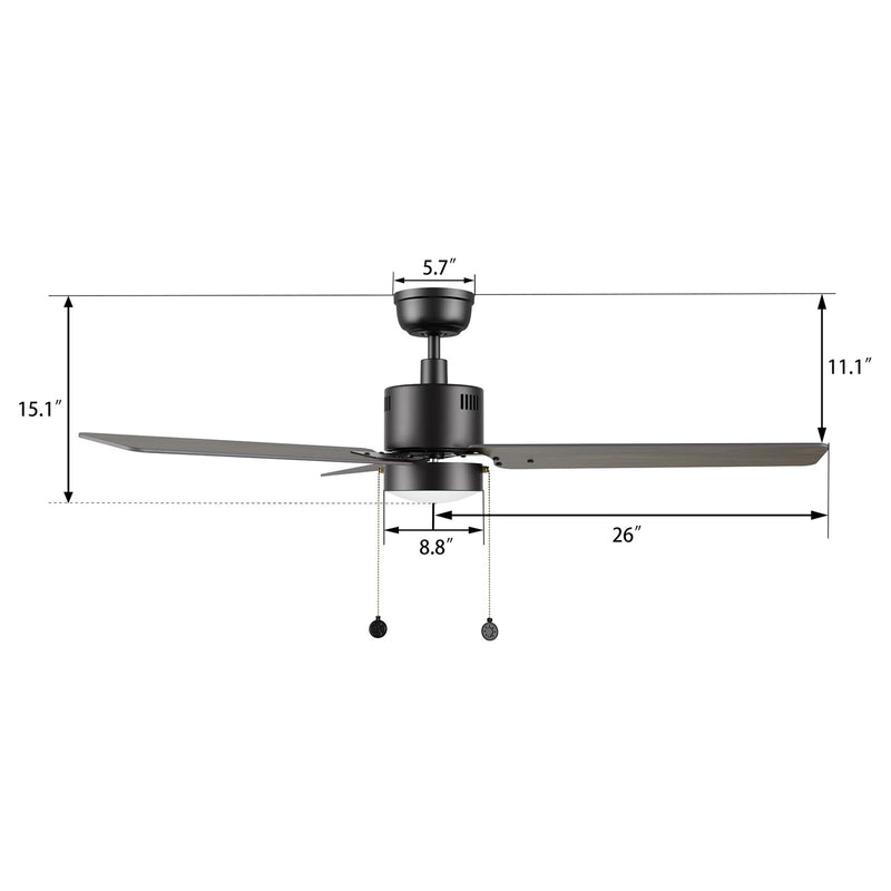 Carro Apex 52in 3-Blade Ceiling Fan | Black Walnut Plywood Blades and Integrated LED | Living Room & Bedroom | 52 x 52 x 14 in | Model CFP523E5-L21-B5-1