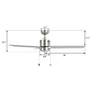 Carro Apex 52in 3-Blade Ceiling Fan | Brushed Nickel Plywood Blades and Integrated LED | Living Room & Bedroom | 52 x 52 x 14 in | Model CFP523E5-L21-SJ-1