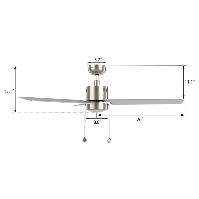 Carro Apex 52in 3-Blade Ceiling Fan | Brushed Nickel Plywood Blades and Integrated LED | Living Room & Bedroom | 52 x 52 x 14 in | Model CFP523E5-L21-SJ-1