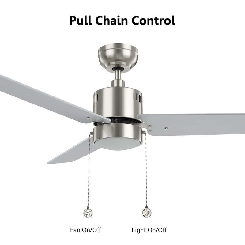 Carro Apex 52in 3-Blade Ceiling Fan | Brushed Nickel Plywood Blades and Integrated LED | Living Room & Bedroom | 52 x 52 x 14 in | Model CFP523E5-L21-SJ-1
