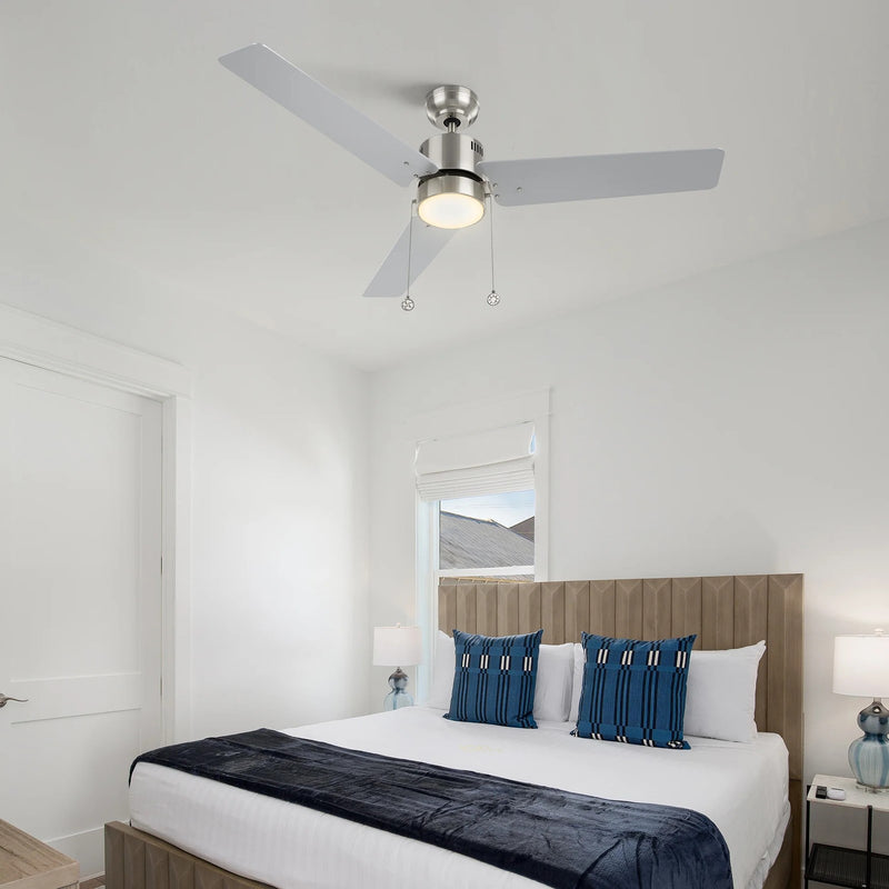 Carro Apex 52in 3-Blade Ceiling Fan | Brushed Nickel Plywood Blades and Integrated LED | Living Room & Bedroom | 52 x 52 x 14 in | Model CFP523E5-L21-SJ-1