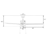 Carro Apex 52in 3-Blade Ceiling Fan | White Plywood Blades with Integrated LED | Living Room & Bedroom | 52 x 52 x 14.2 in | Model CFP523E5-L21-W1-1
