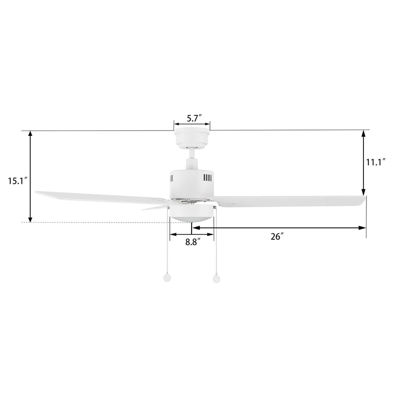 Carro Apex 52in 3-Blade Ceiling Fan | White Plywood Blades with Integrated LED | Living Room & Bedroom | 52 x 52 x 14.2 in | Model CFP523E5-L21-W1-1