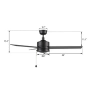 Carro Ascott 52in 3-Blade Ceiling Fan | Black Plywood Blades with Pull Chain | Living Room & Bedroom | 52 x 52 x 15.1 in | Model CFP523E5-N10-B2-1