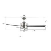 Carro Ascott 52in 3-Blade Ceiling Fan | Brushed Nickel Plywood Blades with Pull Chain | Living Room & Bedroom | 52 x 52 x 15.1 in | Model CFP523E5-N10-SJ-1