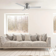 Carro Ascott 52in Flush Mount Ceiling Fan | Brushed Nickel and Plywood Blades | Indoor Living Room & Bedroom | 52 x 52 x 11 in | Model CFP523E5-N10-SJ-1-FM