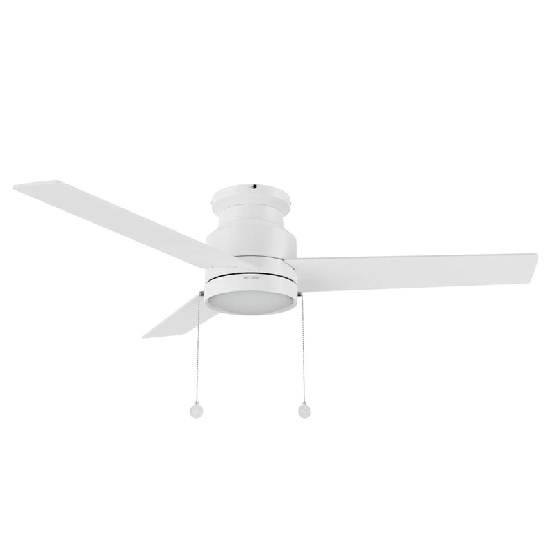 Carro Ascott 52in Flush Mount Ceiling Fan | White and Plywood Blades | Indoor Living Room & Bedroom | 52 x 52 x 11 in | Model CFP523E5-N10-W1-1-FM