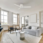 Carro Ascott 52in Flush Mount Ceiling Fan | White and Plywood Blades | Indoor Living Room & Bedroom | 52 x 52 x 11 in | Model CFP523E5-N10-W1-1-FM