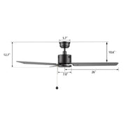 Carro Apex 52in Ceiling Fan | Black and Plywood Blades | Indoor Living Room & Bedroom | 52 x 52 x 12.7 in | Model CFP523E5-N20-B2-1