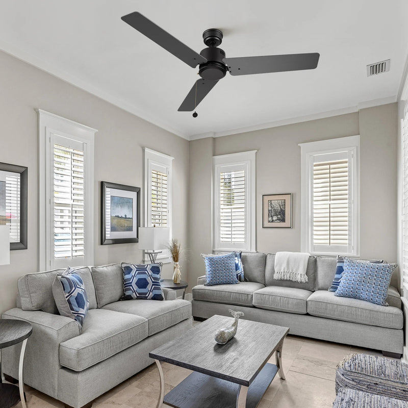 Carro Apex 52in Ceiling Fan | Black and Plywood Blades | Indoor Living Room & Bedroom | 52 x 52 x 12.7 in | Model CFP523E5-N20-B2-1