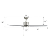 Carro Apex 52in Ceiling Fan | Brushed Nickel and Plywood Blades | Indoor Living Room & Bedroom | 52 x 52 x 12.7 in | Model CFP523E5-N20-SJ-1