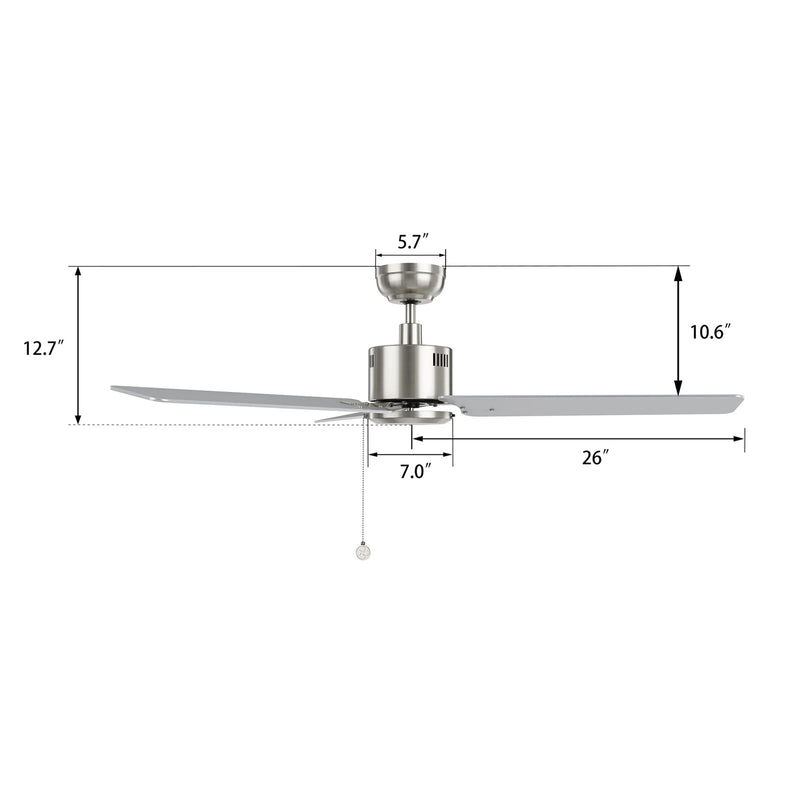 Carro Apex 52in Ceiling Fan | Brushed Nickel and Plywood Blades | Indoor Living Room & Bedroom | 52 x 52 x 12.7 in | Model CFP523E5-N20-SJ-1